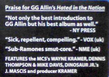 LP GG Allin: Hated In The Nation