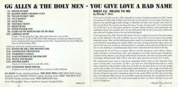 CD GG Allin & The Holy Men: You Give Love A Bad Name