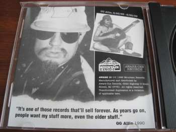 CD GG Allin: The Troubled Troubadour plus Bonus Tracks
