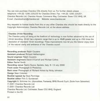 CD Richard Hickox: Apocalisse • Fantasy For Cello • Suite From 'Sebastian'