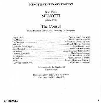 2CD Orchestra Del Teatro Alla Scala: The Consul / Amelia Al Ballo