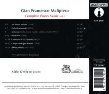 CD Gian Francesco Malipiero: Complete Piano Music - vol. 2