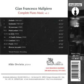 CD Gian Francesco Malipiero: Complete Piano Music Vol.3