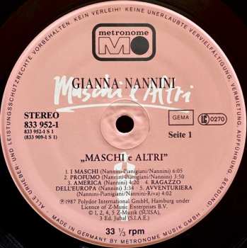 LP Gianna Nannini: Maschi E Altri