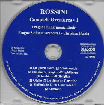 CD Gioacchino Rossini: Complete Overtures Vol. 1 - The Thieving Magpie ∙ Semiramide ∙ Otello