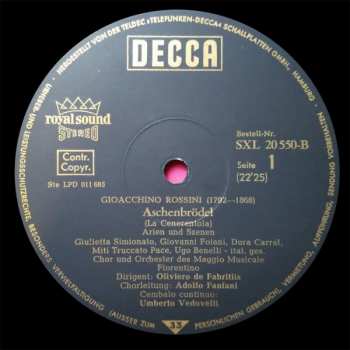 LP Gioacchino Rossini: Aschenbrödel (La Cenerentola) - Arien Und Szenen