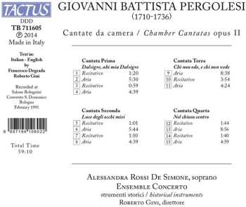 CD Giovanni Battista Pergolesi: Cantata Da Camera, Op. II