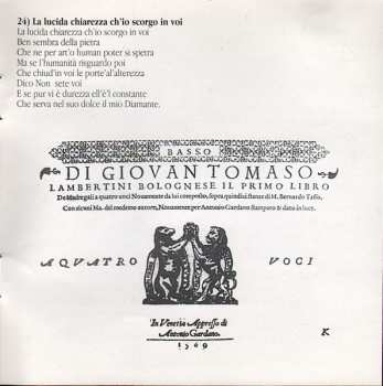 CD Fortuna Ensemble: Il Primo Libro Dei Madrigali A Quattro Voci Sopra Quindici Stanze Di M. Bernardo Tasso