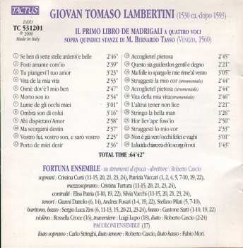 CD Fortuna Ensemble: Il Primo Libro Dei Madrigali A Quattro Voci Sopra Quindici Stanze Di M. Bernardo Tasso