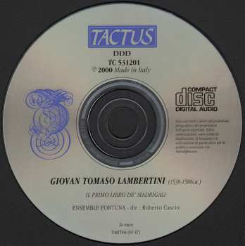 CD Fortuna Ensemble: Il Primo Libro Dei Madrigali A Quattro Voci Sopra Quindici Stanze Di M. Bernardo Tasso