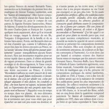 CD Fortuna Ensemble: Il Primo Libro Dei Madrigali A Quattro Voci Sopra Quindici Stanze Di M. Bernardo Tasso