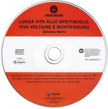 CD Giovanna Marini: Lunga Vita Allo Spettacolo • Viva Voltaire E Montesquieu