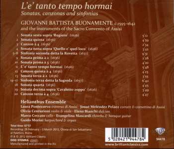 CD Giovanni Battista Buonamente: L'e' Tanto Tempo Hormai - Sonatas, Canzonas And Sinfonias 