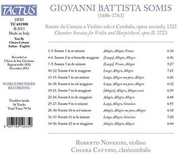CD Chiara Cattani: Sonate Da Camera Opus II Per Violino E Cembalo