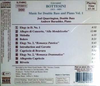 CD Giovanni Bottesini: Music For Double Bass & Piano, Vol. 1