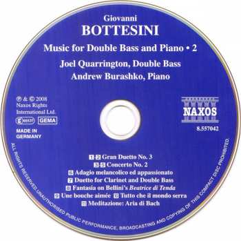 CD Giovanni Bottesini: Music For Double Bass & Piano, Vol. 2