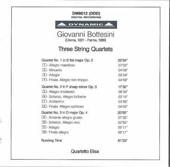 CD Giovanni Bottesini: Three String Quartets