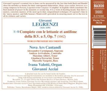 CD Giovanni Legrenzi: Compiete, Op. 7