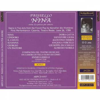 2CD Giovanni Paisiello: Nina Ossia La Pazza Per Amore