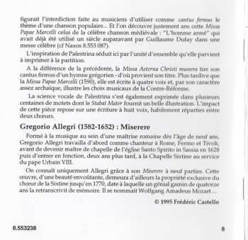 CD Gregorio Allegri: Missa Papae Marcelli • Missa Aeterna Christi Munera • Stabat Mater • Miserere