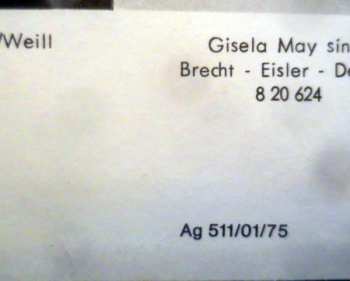 LP Gisela May: Brecht-Songs Mit Gisela May