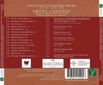 CD Giulio San Pietro de' Negri: Amore Langueo (Motets, Pavia, 16th Century)