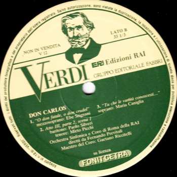 LP Giuseppe Verdi: Verdi: Edizioni Rai 12 - Brani Da Don Carlos