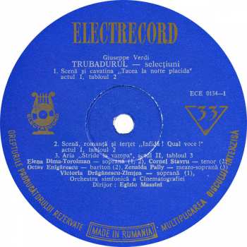 LP Giuseppe Verdi: Trubadurul (Selecțiuni)