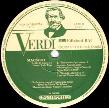 LP Giuseppe Verdi: Verdi: Edizioni Rai 11 - Brani Da Macbeth
