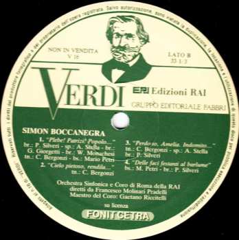 LP Giuseppe Verdi: Verdi: Edizioni Rai 16 - Brani Da Simon Boccanegra