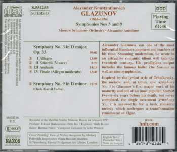 CD Alexander Glazunov: Symphonies Nos 3 And 9