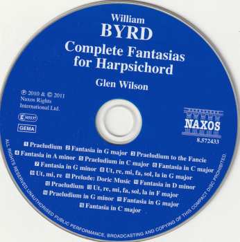 CD Glen Wilson: William Byrd: Complete Fantasias For Harpsichord
