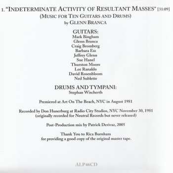 CD Glenn Branca: Indeterminate Activity Of Resultant Masses