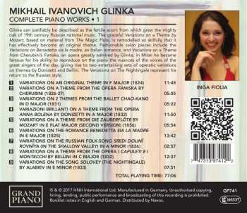 CD Mikhail Ivanovich Glinka: Complete Piano Works • 1  - Variations