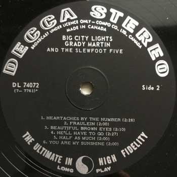 LP Grady Martin And The Slew Foot Five: Big City Lights