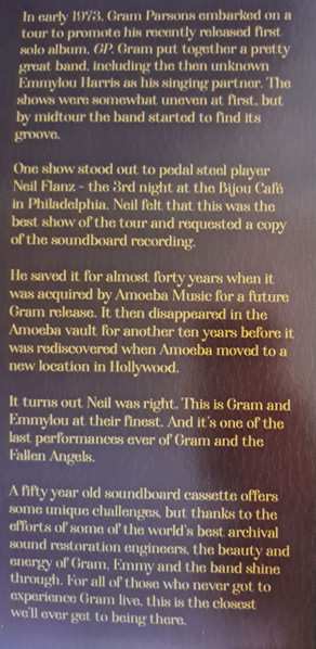 2LP Gram Parsons & The Fallen Angels: The Last Roundup (Live From The Bijou Café In Philadelphia, 3/16/73) LTD