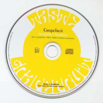 CD Grapefruit: Yesterday's Sunshine: The Complete 1967-1968 London Sessions