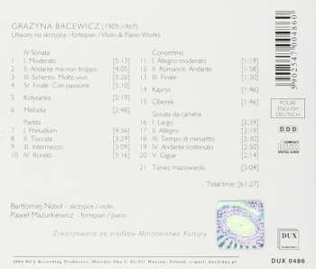 CD Grażyna Bacewicz: Violin & Piano Works = Utwory Na Skrzypce I Fortepian