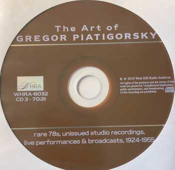 6CD/DVD/Doos Gregor Piatigorsky: The Art Of  (Rare 78s Unissued Studio Recordings, Public Performances And Broadcasts)