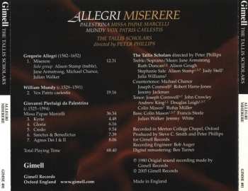 CD Gregorio Allegri: Miserere / Missa Papae Marcelli / Vox Patris Caelestis
