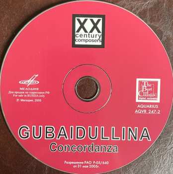 CD Sofia Gubaidulina: Concordanza