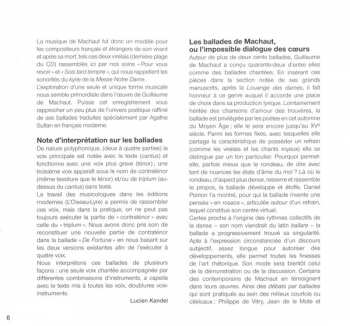 CD Guillaume de Machaut: Ballades