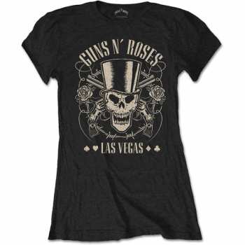 Merch Guns N' Roses: Dames T-shirt Top Hat, Skull & Pistols Las Vegas 