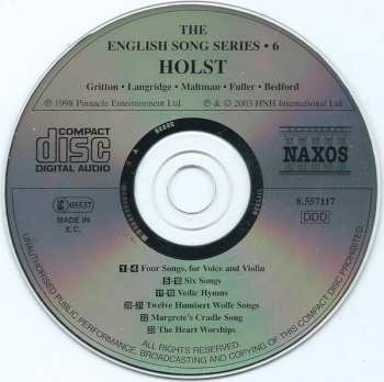 CD Gustav Holst: Vedic Hymns / Four Songs For Voice And Violin / Humbert Wolfe Songs