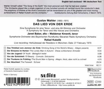 CD Gustav Mahler: Das Lied Von Der Erde  