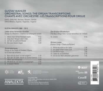 CD Gustav Mahler: Orchestral Songs - The Organ Transcriptions