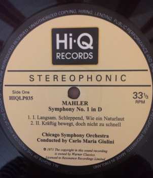 LP The Chicago Symphony Orchestra: Sinfonie Nr. 1 D-Dur "Der Titan"