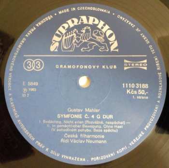 LP The Czech Philharmonic Orchestra: Symphony No˚ 4