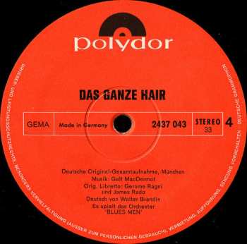 2LP/Doos "Haare" Ensemble: Das Ganze Hair