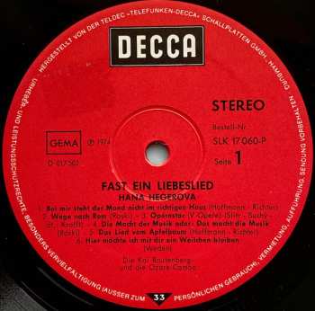LP Hana Hegerová: Fast Ein Liebeslied
